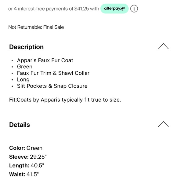 Apparis Dark Green Faux Fur Coat - Picture 3 of 4